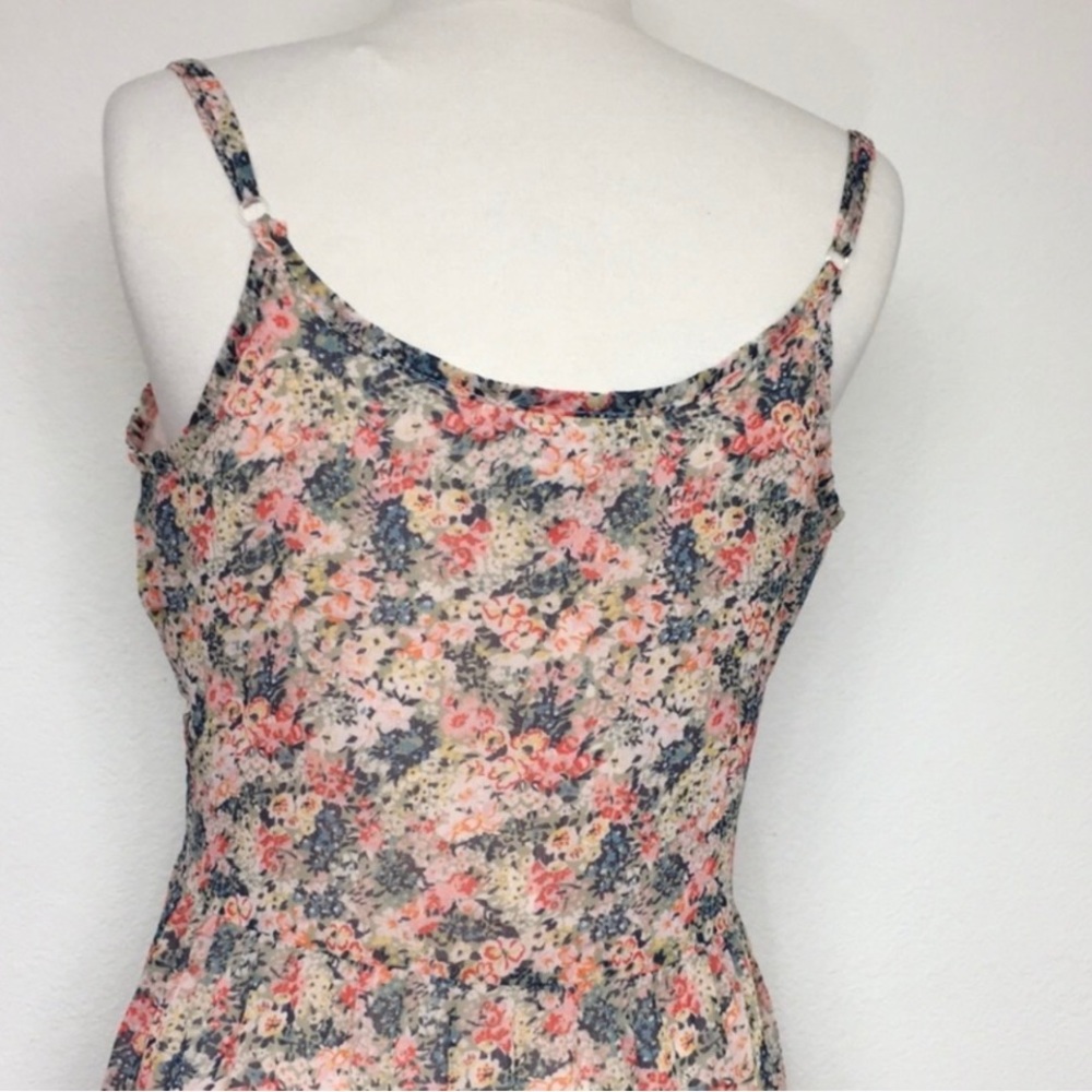 American Rag Blush Multi Floral Lace Detail Tiered Mini Dress Size Small Girly - Picture 9 of 16